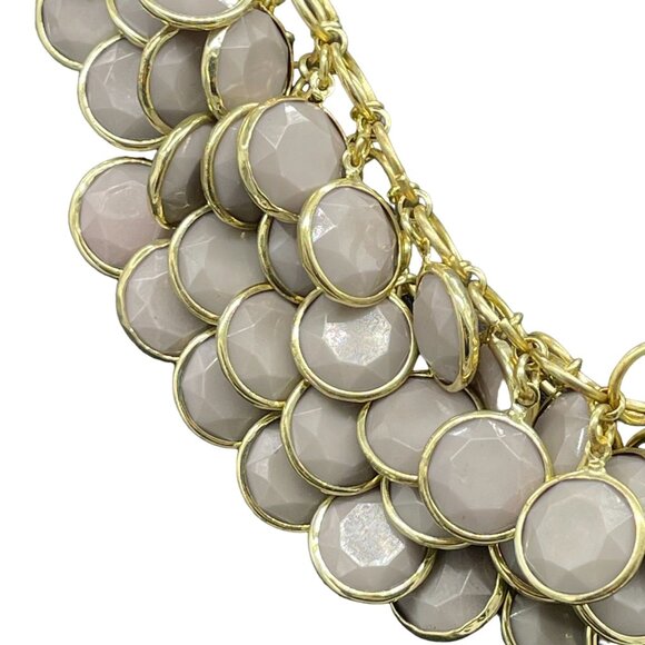 Simple Addiction Gray Beaded Chain Multi-Strand Statement Necklace Gold Tone - Picture 2 of 4